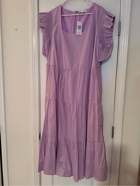 Lilac Ruffle-Sleeve Dress